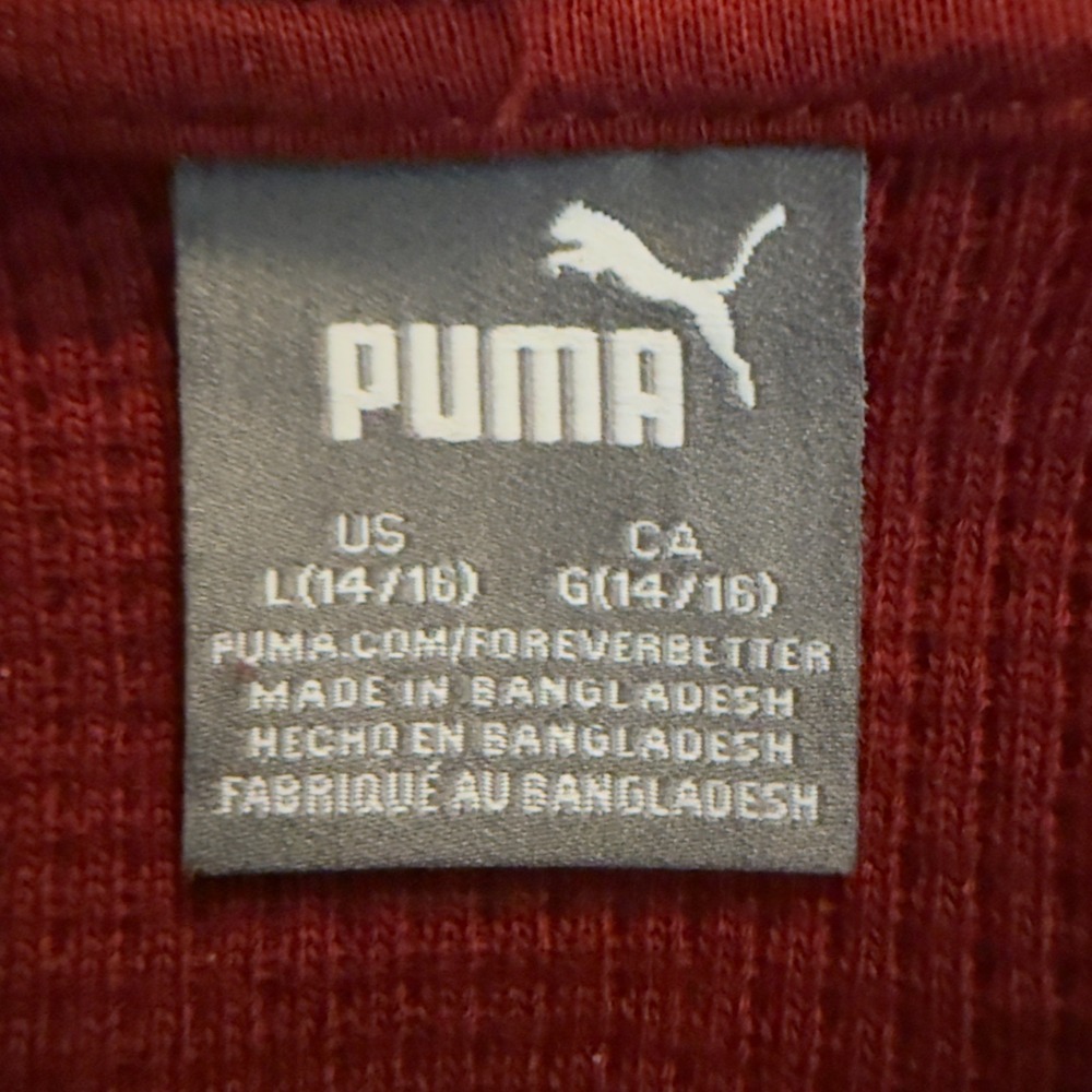 NEW! Puma Waffle Knit Hoodie Pullover Youth Large 14-16 Red Heavyweight NWT - Picture 6 of 9